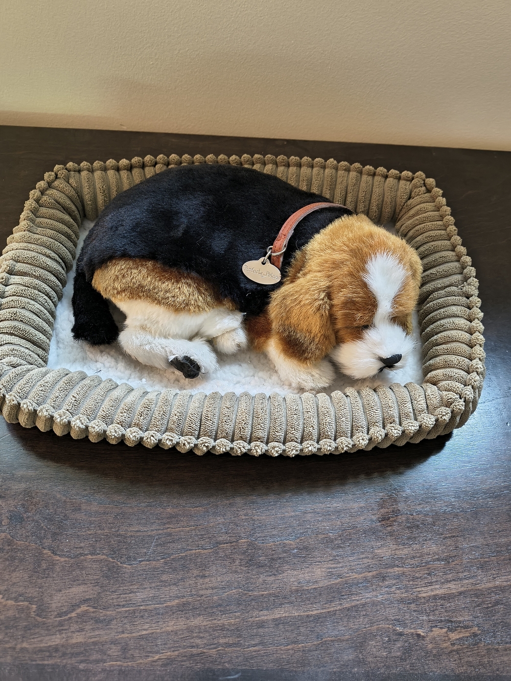 Sleeping Beagle Plush Toy - Brown, Black & White